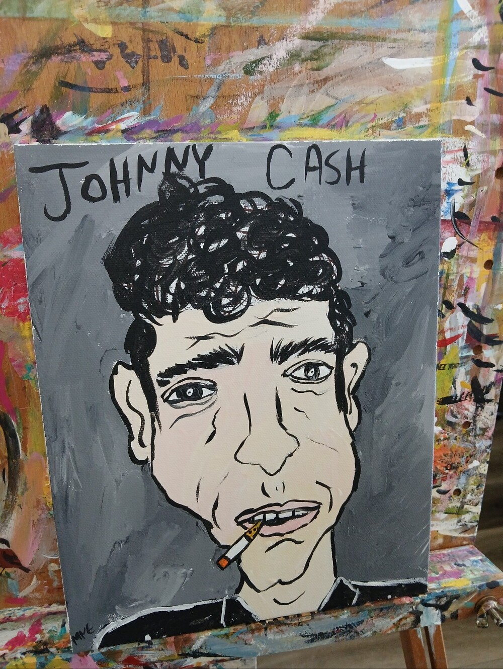 Johnny Cash Portrait Painting Folk Art - Picture 6 of 10